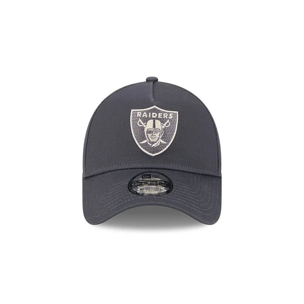 Las Vegas Raiders Hat - Graphite Grey Earth Tonal Chainstitch 9Forty A-Frame NFL Snapback Cap - New Era
